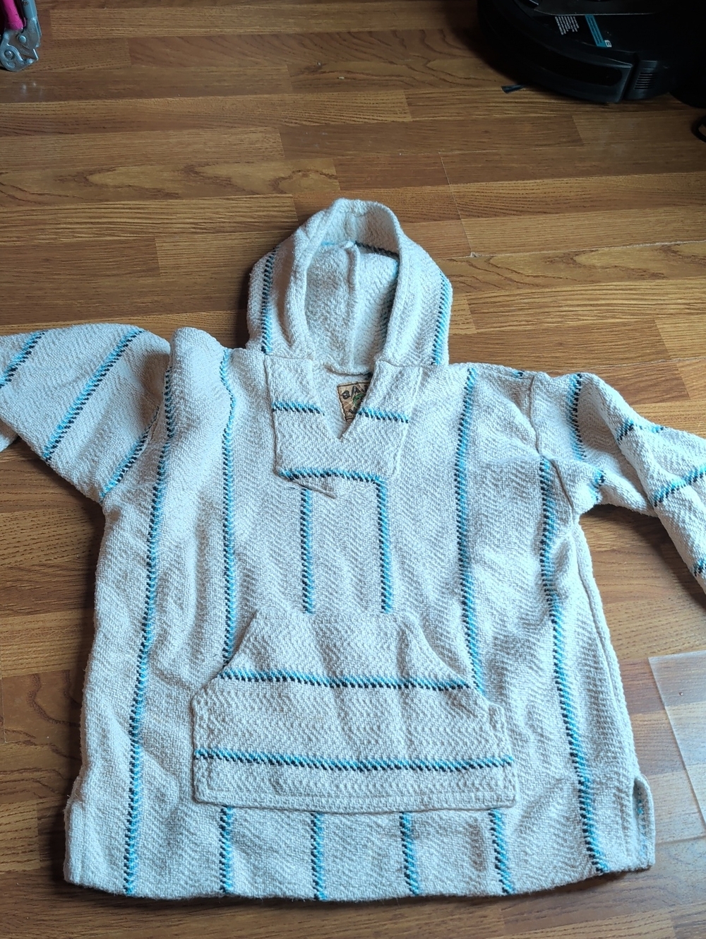 Cream Baja Sweater with Blue Stripe